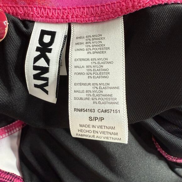 NEW DKNY Pink and Black One Piece Swimsuit Size Small Halter Tie Plunge NWT - Picture 8 of 9